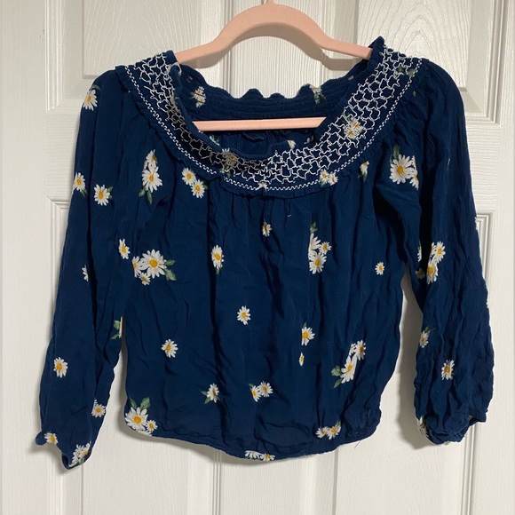 AEROPOSTALE Blue Floral Off Shoulder Crop Top - Picture 5 of 5